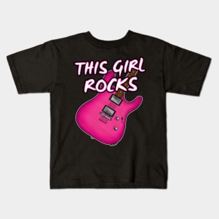 Female Electric Guitarist This Girl Rocks Kids T-Shirt